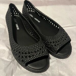 Melissa x Jason Wu Camilla Woven Jelly Flats open toe Black Size 7
